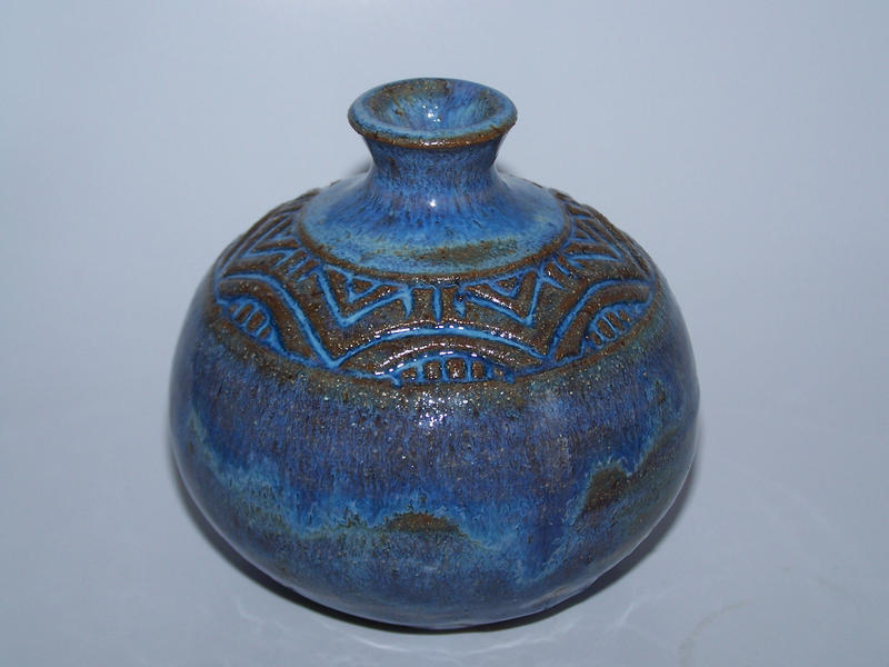 Blue Carved Bottle