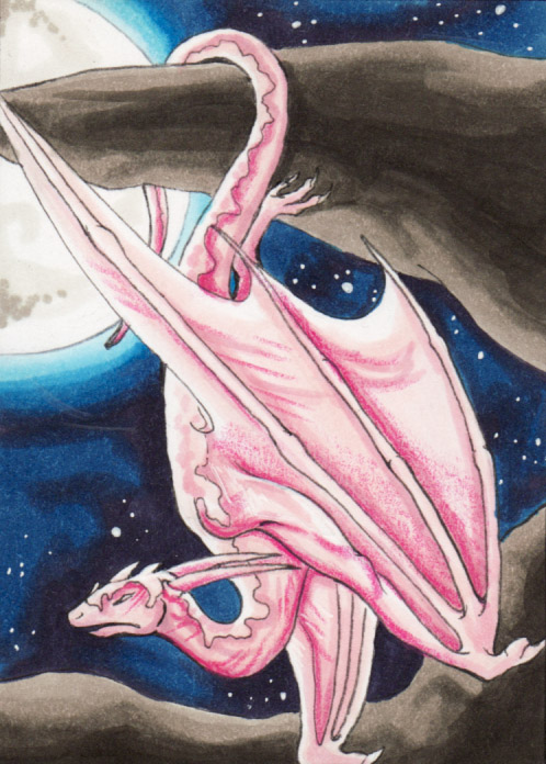 ACEO146  Rose quartz Dragon