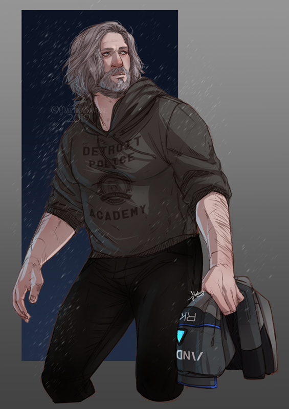 Connor and Hank / Digital Painting / Detroit: Become Human / 