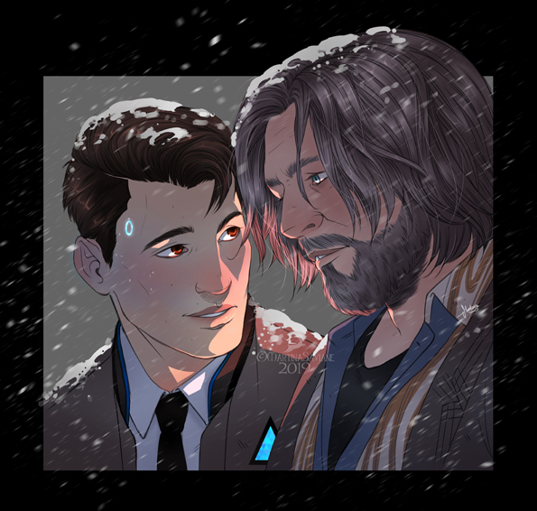 Connor and Hank / Digital Painting / Detroit: Become Human / 