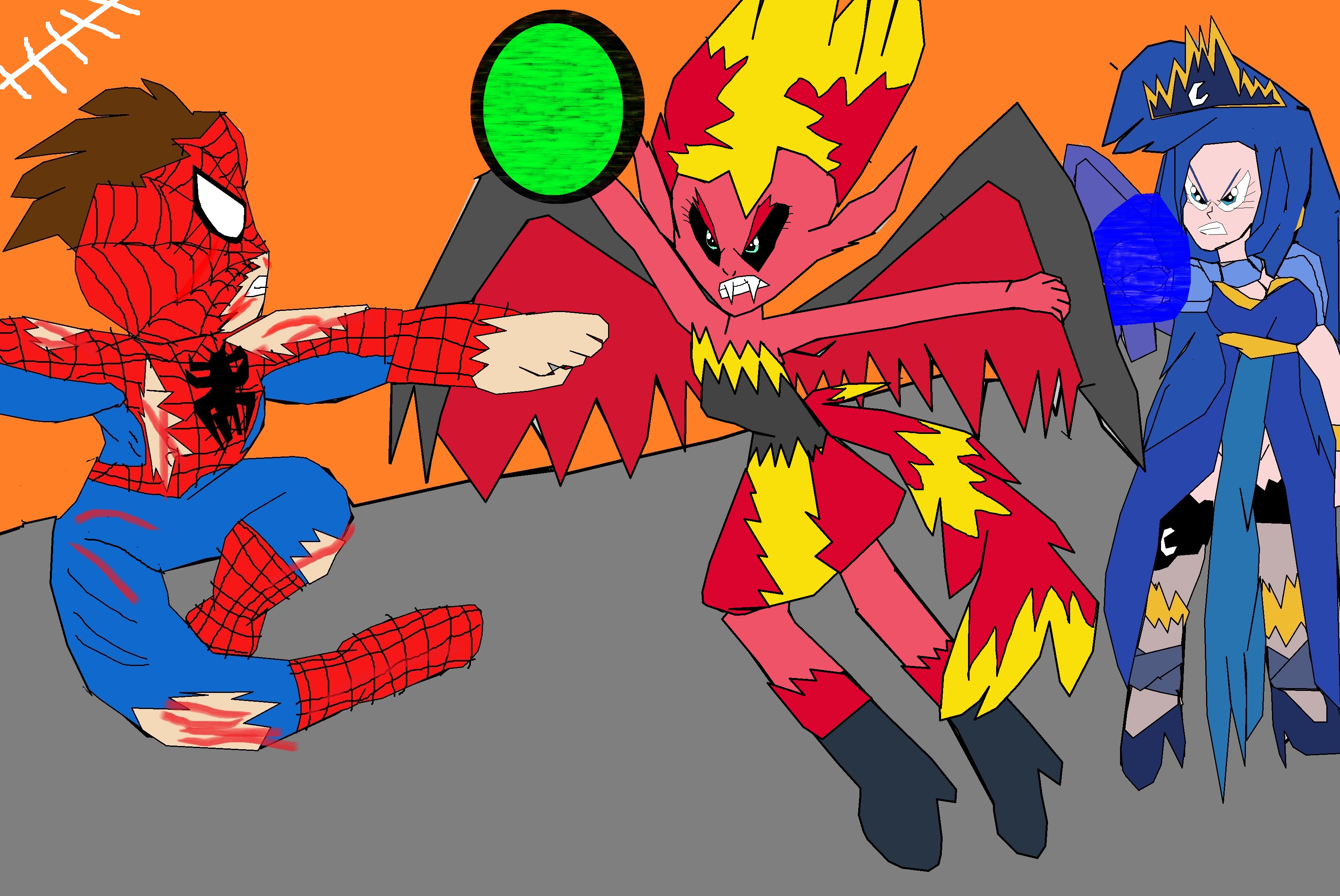 Spider-Man and Luna vs Sunset Shimmer (Coloured)