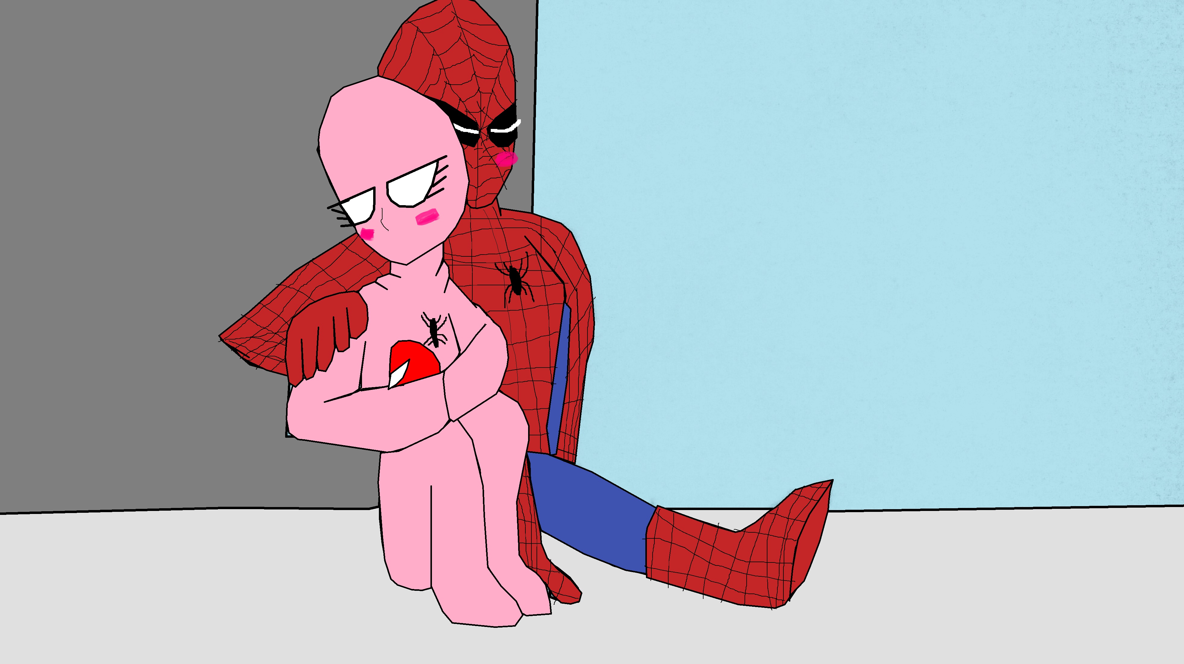 Pink Spider-Girl and Spider-Man (colored) by alvaxerox on DeviantArt