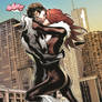 Symbiote Spider-Man and Black Cat kiss