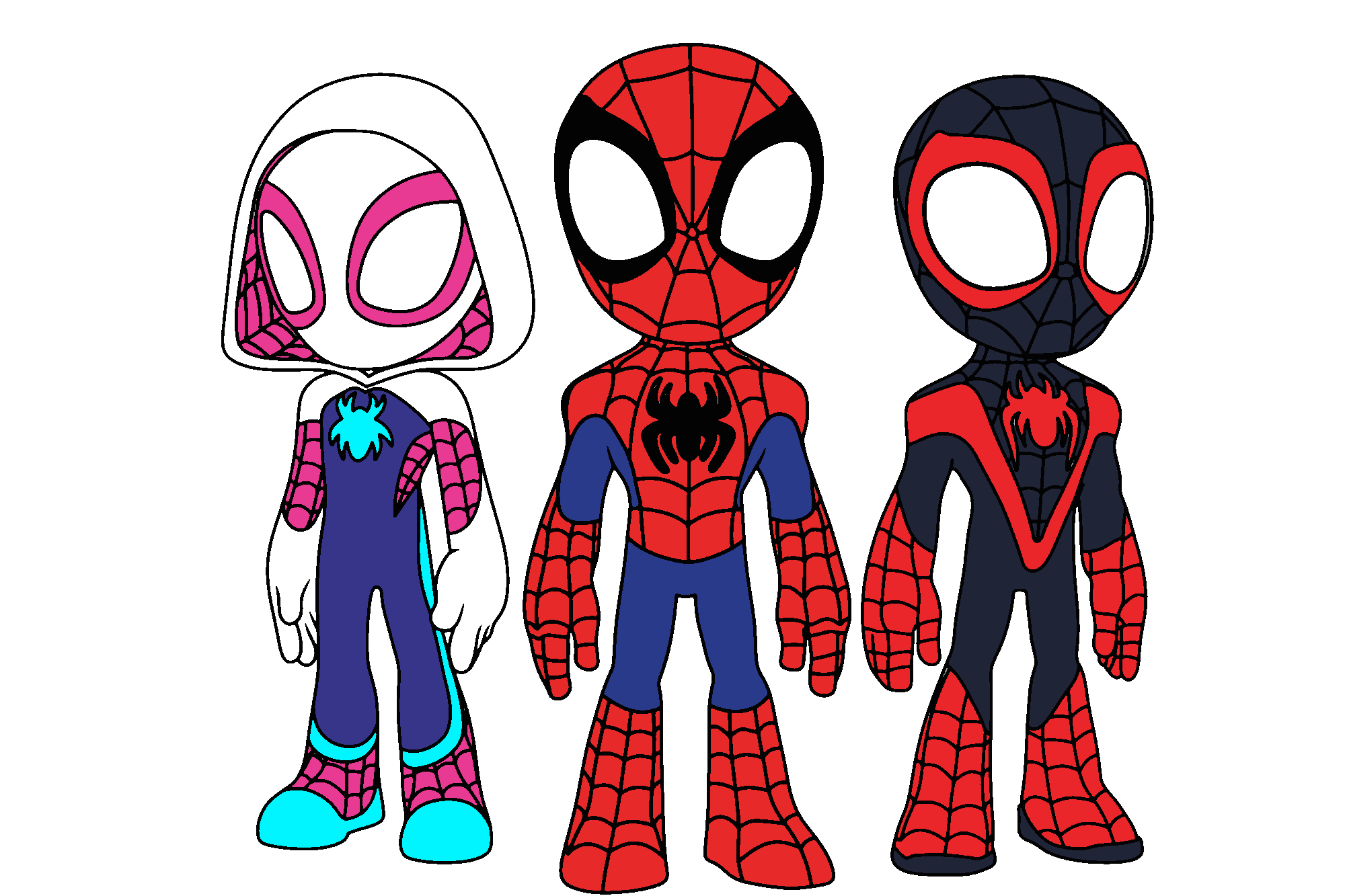 Spidey, Spin and Ghost Spider by alvaxerox on DeviantArt
