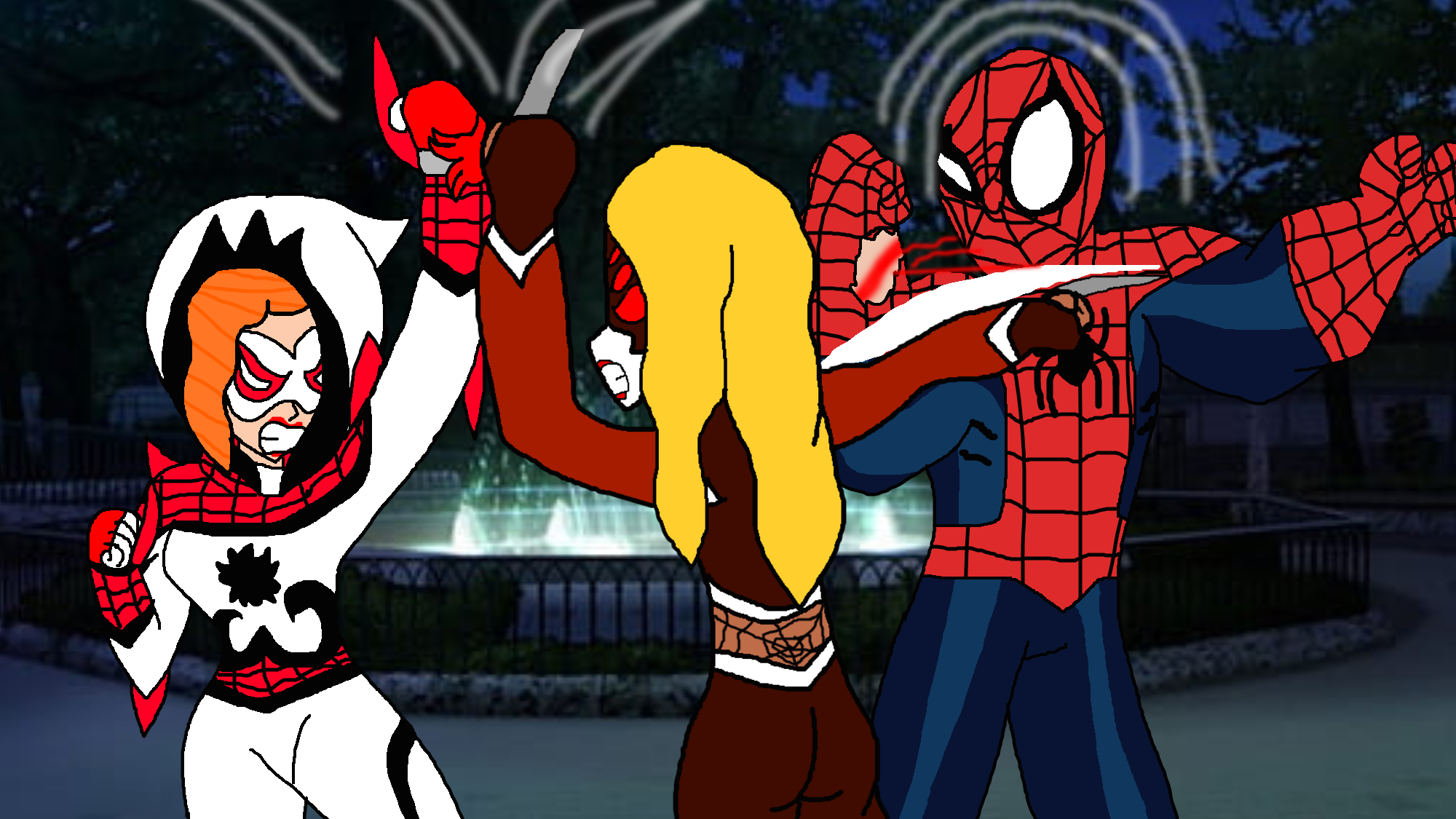Star Spider and Spider-Man vs Thorn Spider (COLOR) by alvaxerox on