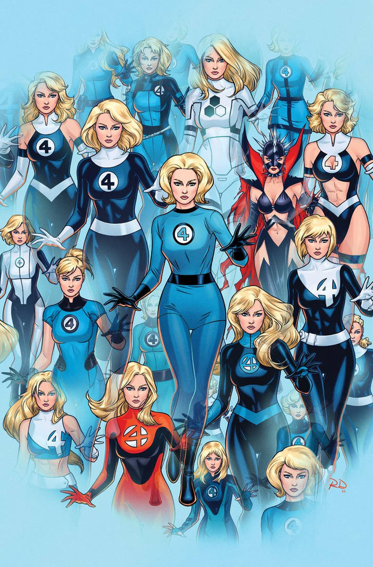 Invisible Variants Invisble The costume evolution of Invisible Woman by alvaxerox on DeviantArt