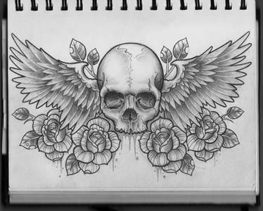 Skull and Wings Chest Design