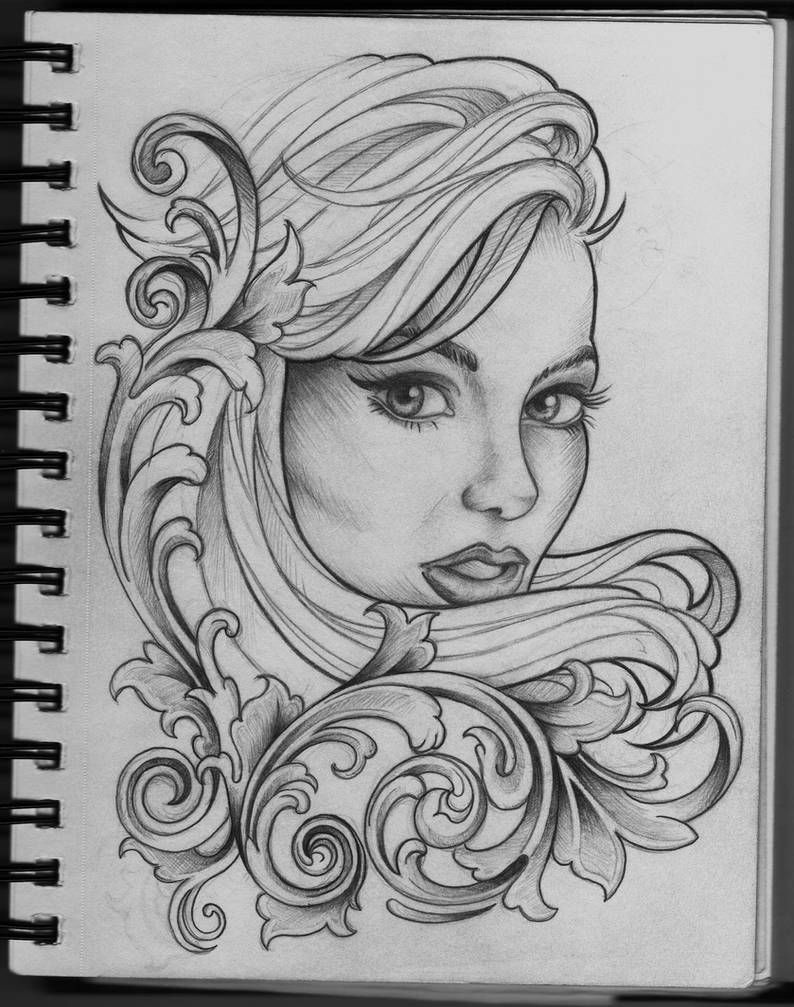Woman and Filigree tattoo design by Frosttattoo on DeviantArt woman-and-filigree-tattoo-design-by-frosttattoo-on-deviantart