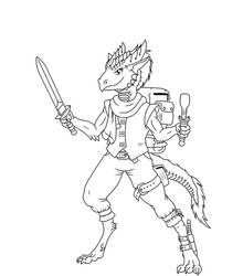 Teelka the Kobold Bard (revised line art)