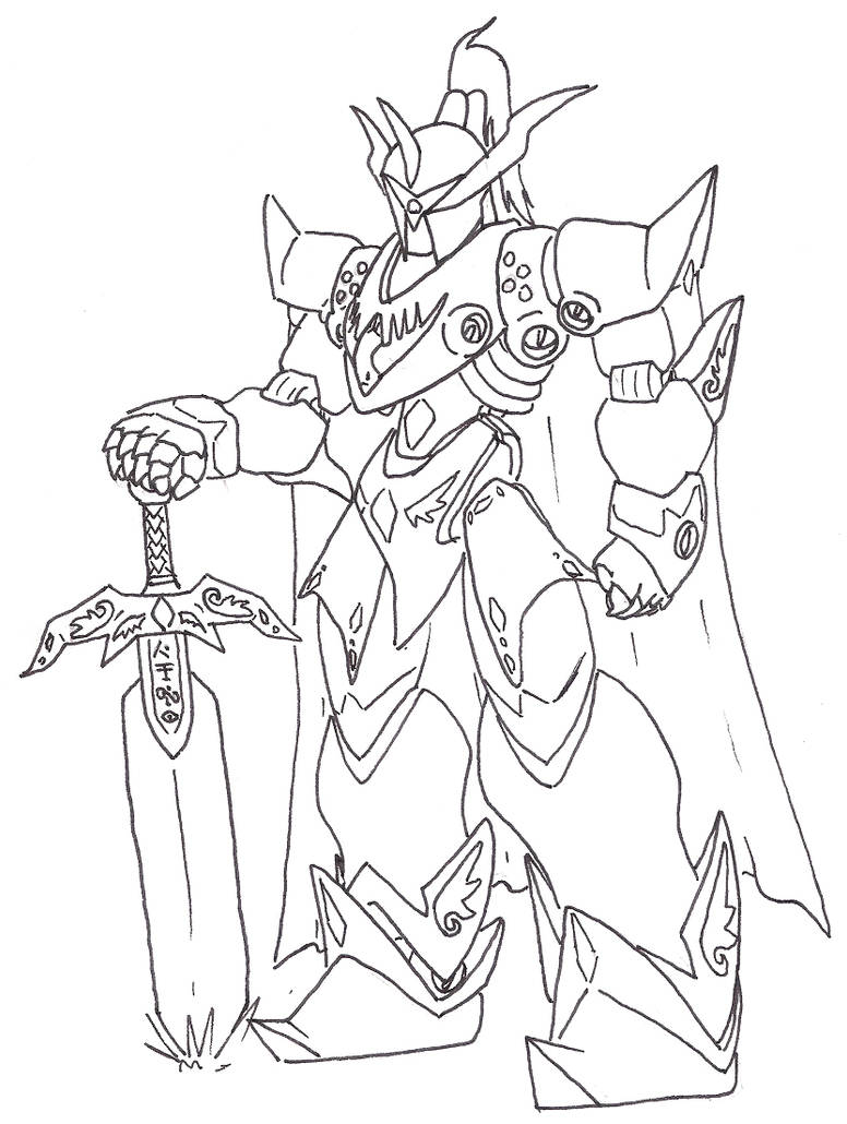 Tech Knight Line Art by MechaWolfie on DeviantArt