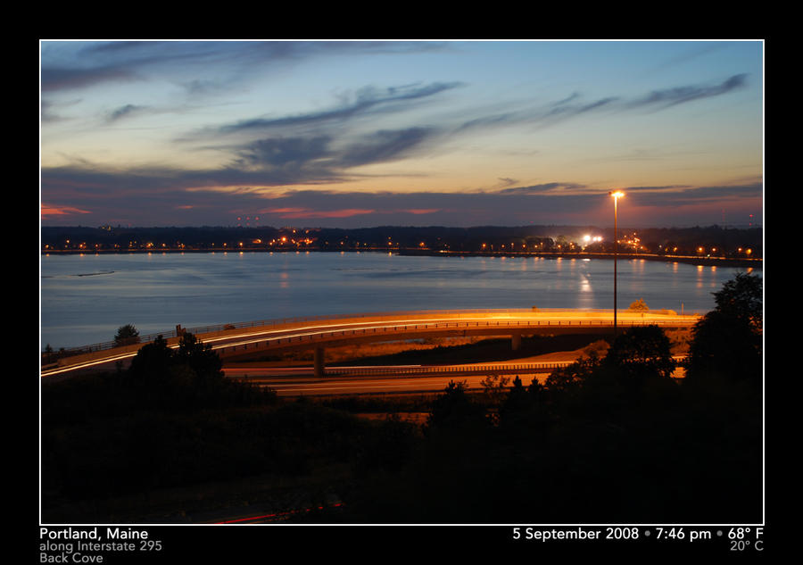 Back Cove and I-295 at Dusk