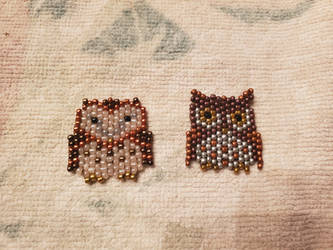 Beadwork: Owls for Nana