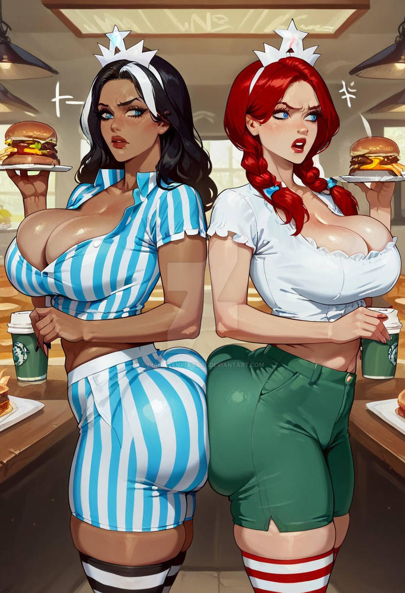 Burger Babe Wendy and Starbucks Siren
