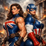 Captain Carter and Captain America ass-to-ass bump
