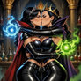 Evil Queen and Snow White kissing