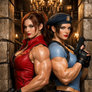 Claire Redfield and Jill Valentine ass-to-ass