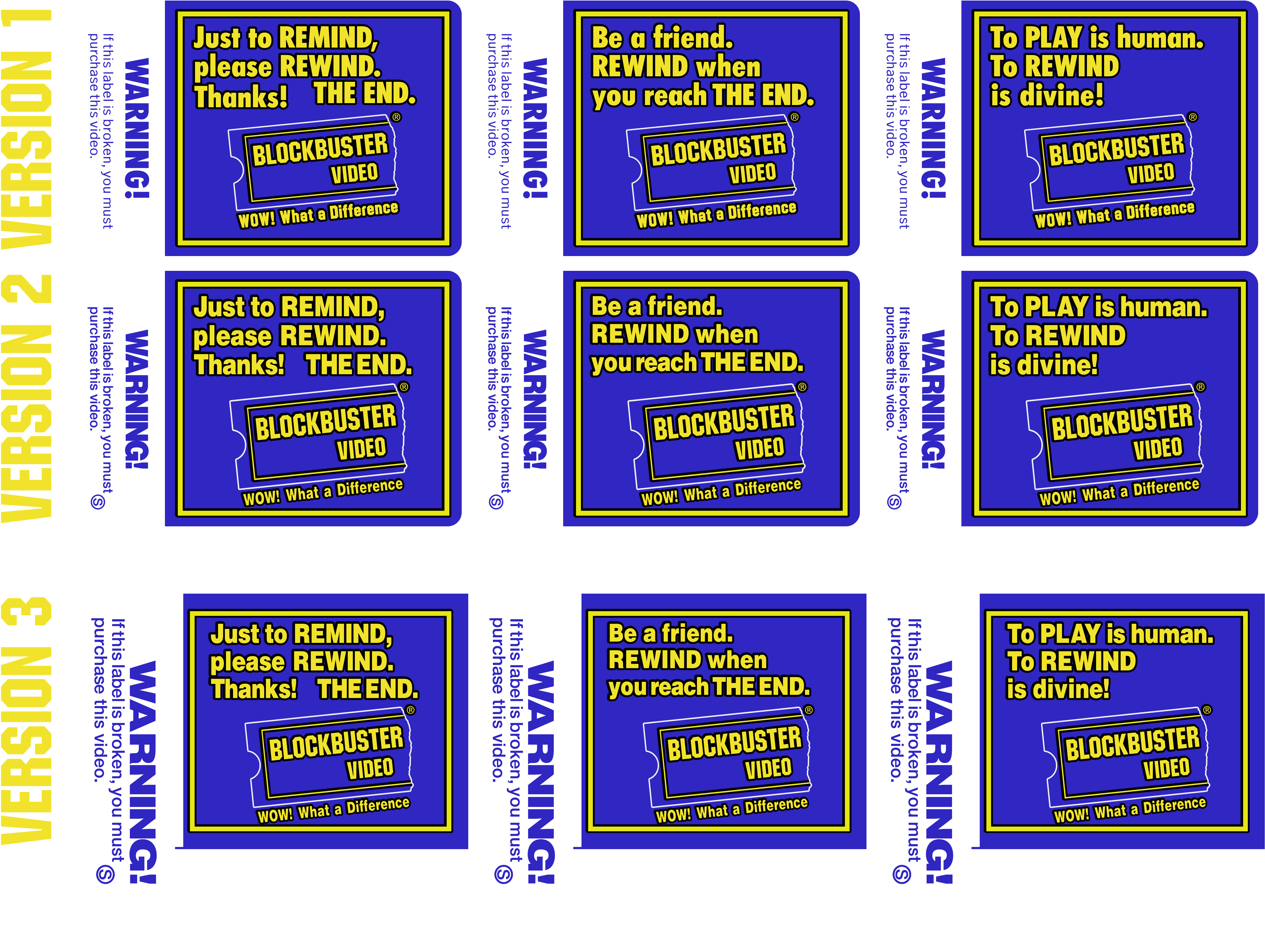 Blockbuster - Rewind Label Stickers (1985-1996) by C-E-Studio on DeviantArt
