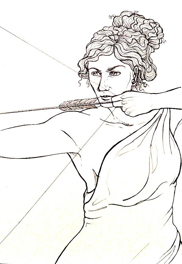 Artemis Drawing her Bow by Umbr3 on DeviantArt