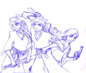 Lieutenants Kuchiki, Shiba and Yamada (draft) by RoninoftheRiver