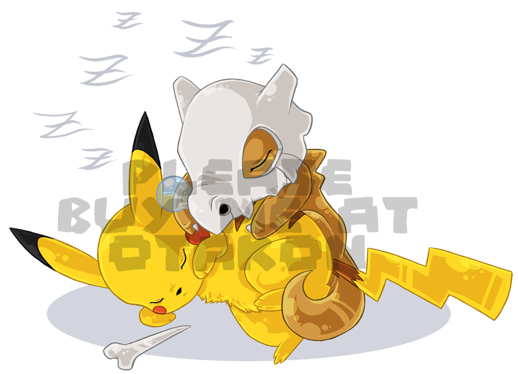 Pikachu and Cubone asleep