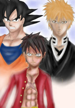 Ichigo, Luffy, Goku Shonen