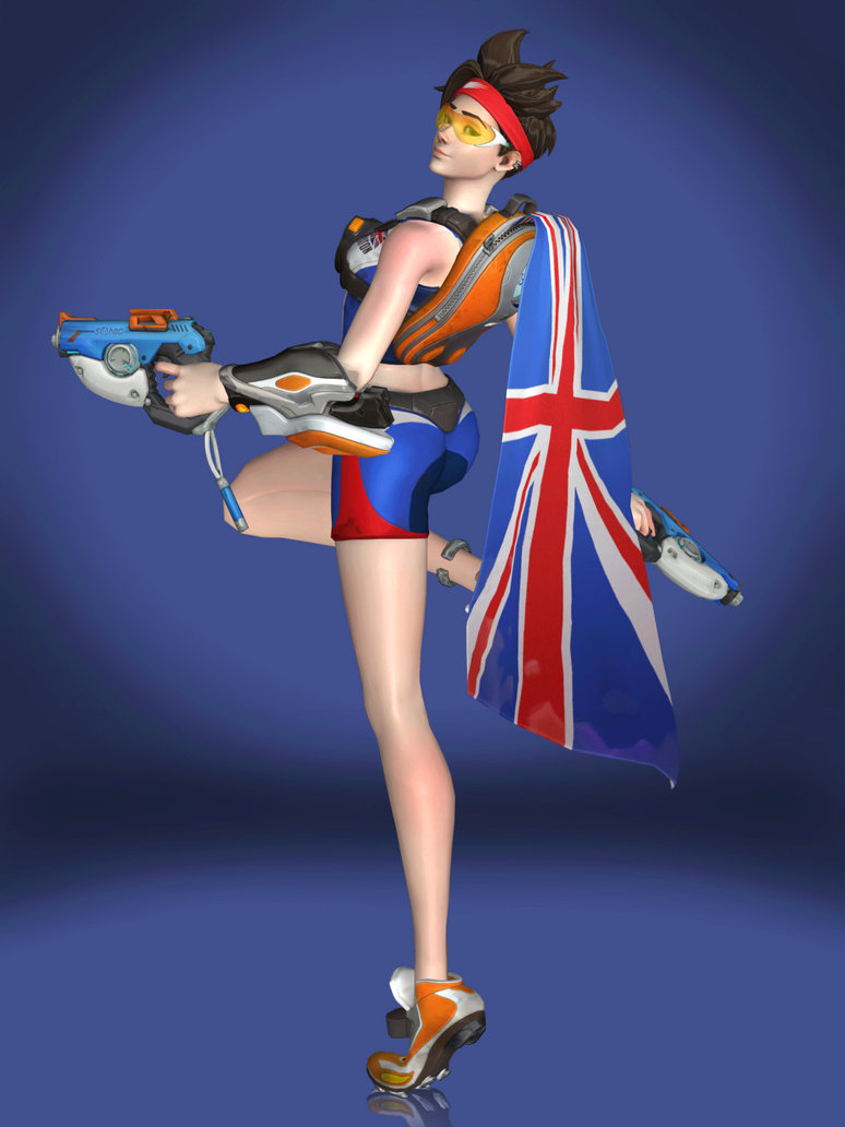 Digital art, Tracer (Overwatch), Overwatch, Overwatch 2, flag, british  flag, HD phone wallpaper