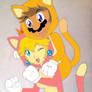 Cat Mario X Cat Peach Collaboration Art