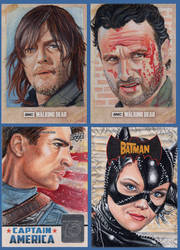 WalkingDead, Batman, Captain America, Sketch cards