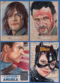 WalkingDead, Batman, Captain America, Sketch cards