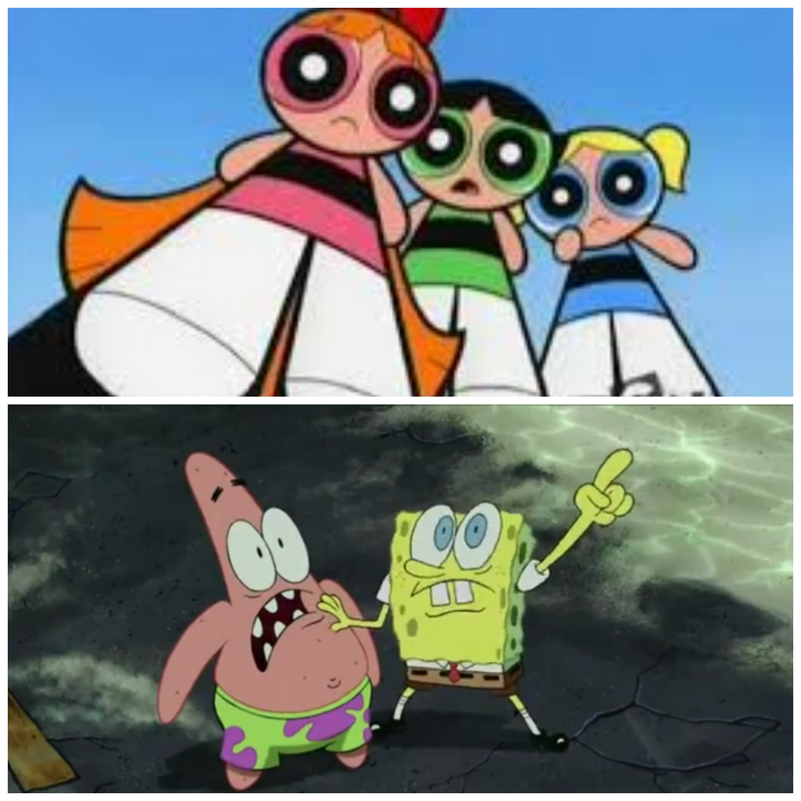 Sponge Powerpuff Spongebob and Patrick Reacts Giant Powerpuff Girls by goten127 on ...