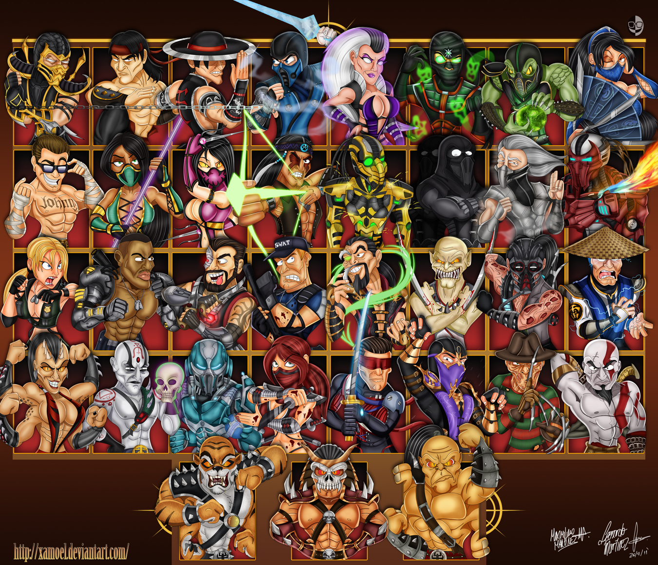 Galáxia Mortal Kombat - Fan art do roster do Mortal Kombat 11 atualizada  com todos os personagens do Kombat Pack 1. 😍 Créditos pela imagem: Xamoel  (Deviantart)