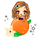 Pixel chibi, on an orange...