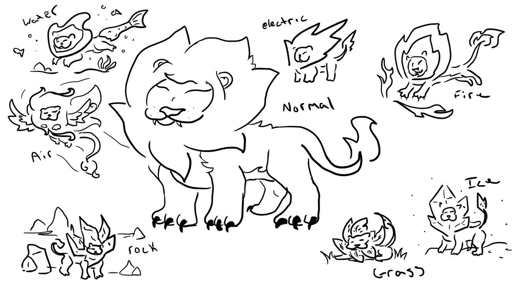My Lion's Elemental Forms by Grasshopperknightcm on DeviantArt