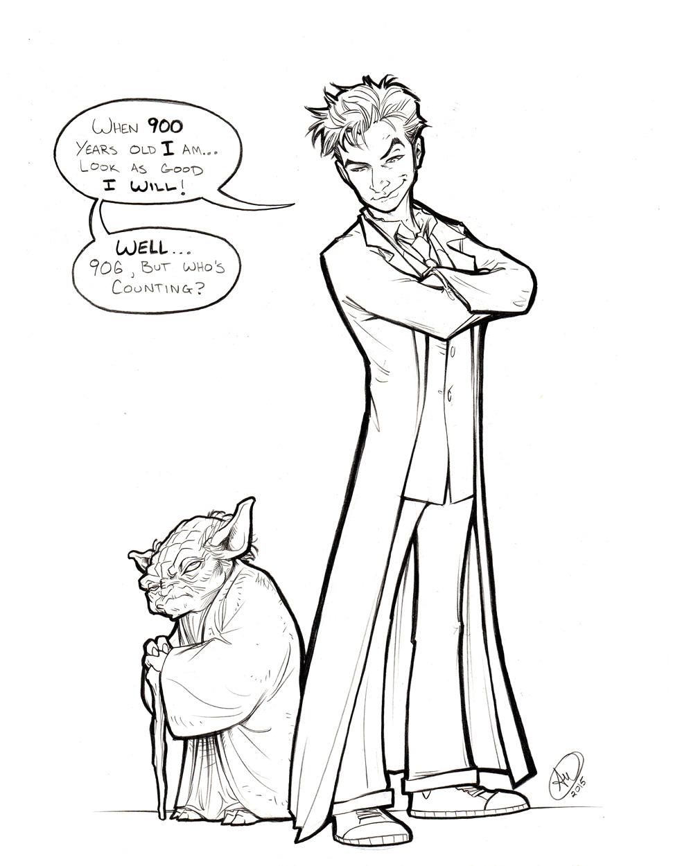 10th Doctor and Yoda by AdamWithers