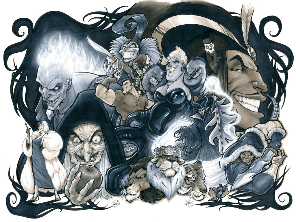 Все мы злодеи. Уолт Дисней злодей. Disney Villains. Злодейка Дисней Малфой. Disney Villains Art.