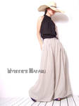 Beige Linen Cotton Wide Pants by yystudio