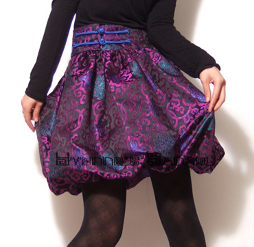 Purple Silk Satin Bubble Skirt