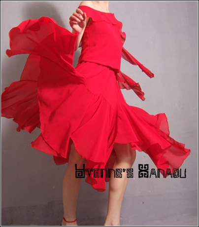 Red Chiffon Full Dancing Dres3