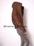 Brown Cotton Hooded Short Coat by yystudio