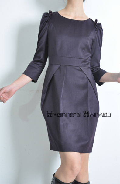 Purple Silk Wool Tulip Dress 5