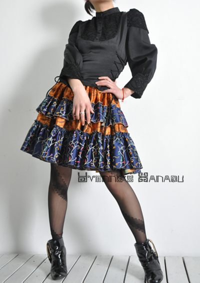 Silk Brocade High Waist Skirt7