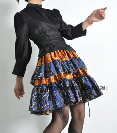 Silk Brocade High Waist Skirt9