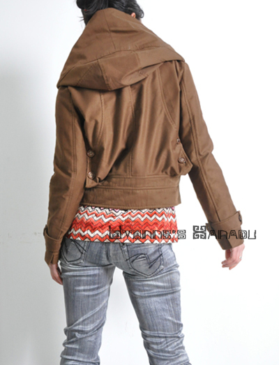 Brown Cotton Croppted Blazer 2