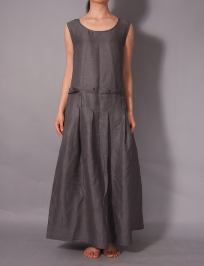 Charcole Grey Silk Long Dress1