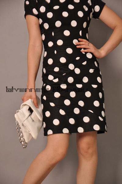 Black White Dots Mini Dress 5