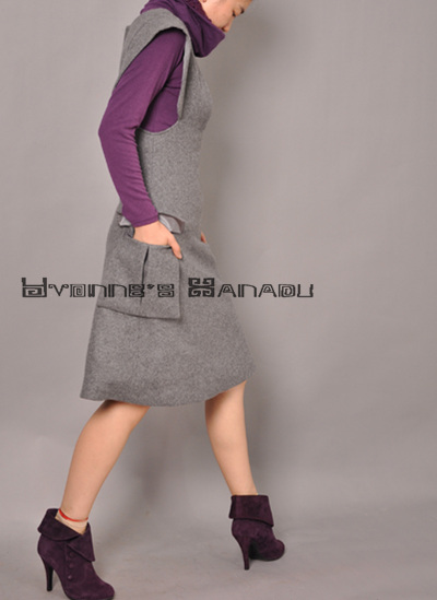 Grey Wool A-line Dress 5