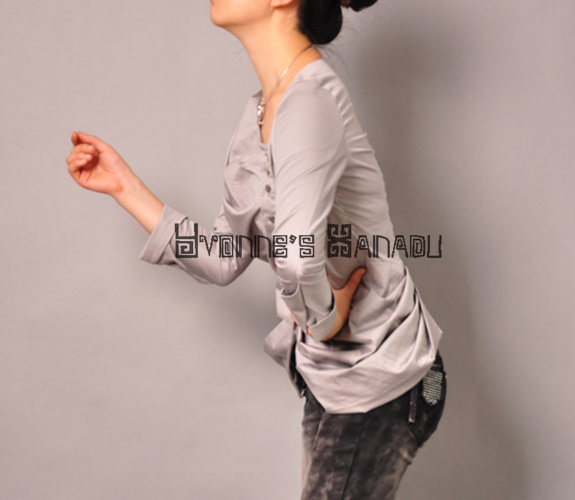 Grey Cotton Pleated Blouse 8