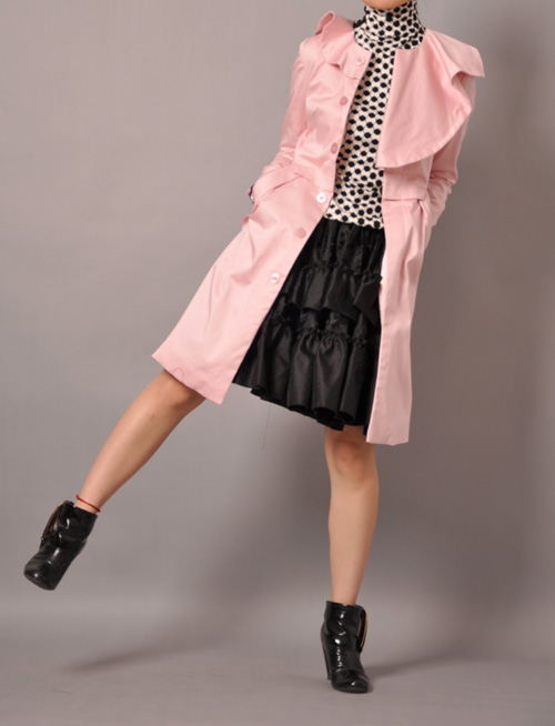 Pink Cotton Ruffle Coat 40