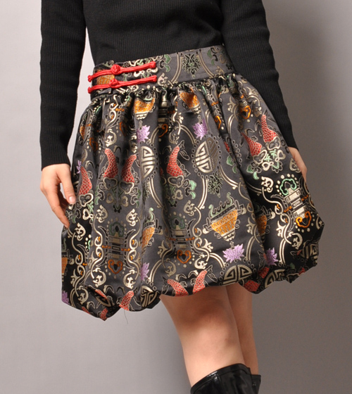 Grey Brocade Bubble Skirt 4