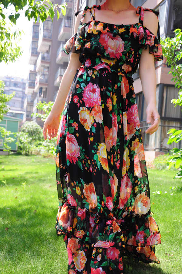 Black Floral Maxi Dress 6